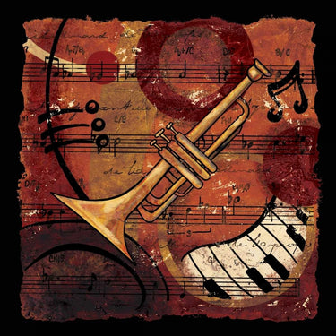 Jazz Music II abstract canvas art print by Feeling at Home featuring vibrant colors and dynamic musical-themed artwork.