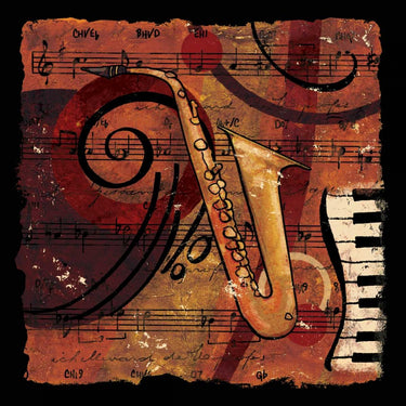 Abstract jazz music IV canvas art print by Feeling at Home features vibrant, expressive brushstrokes and musical themes.