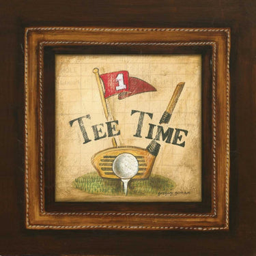 Golf Tee Time Games canvas art print by Gorham Gregory, featuring a colorful golf-themed sports art illustration.