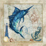 Nautical swordfish animals canvas art print by Meyer Jill, featuring vibrant ocean-themed marine life illustration, suitable for home decor.