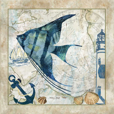 Feeling at Home Nautical Fish II canvas art print by Jill Meyer depicting vibrant fish and underwater scene on textured canvas.
