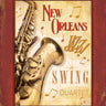 New Orleans Jazz II vintage canvas art print by Feeling at Home featuring vibrant jazz musicians and lively city scene.