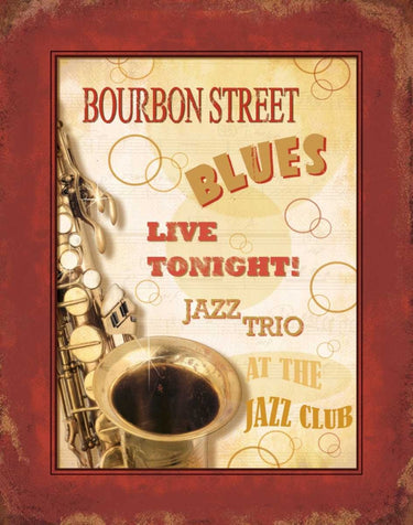 Vintage canvas art print of New Orleans Jazz III by Pela Design, featuring vibrant jazz scene in a colorful artistic style.