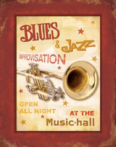 Vintage canvas art print featuring New Orleans Jazz IV by Pela Design, showcasing vibrant jazz scene artwork for home decor.