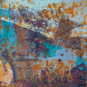 Abstract canvas art print featuring rusted metal door design by Feeling at Home, created by Mahan Kathy.