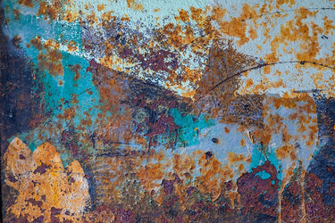 Abstract canvas art print featuring rusted metal door design by Feeling at Home, created by Mahan Kathy.