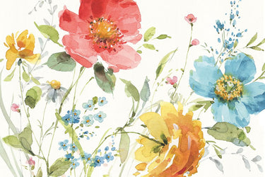 Floral canvas art print titled "Shine Bright I" by Audit Lisa, featuring vibrant flower designs, from Feeling at Home.