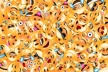 Feeling at Home emoji Big Scramble Symbols canvas art print by Lynne Ali, featuring colorful abstract emoji designs on canvas.