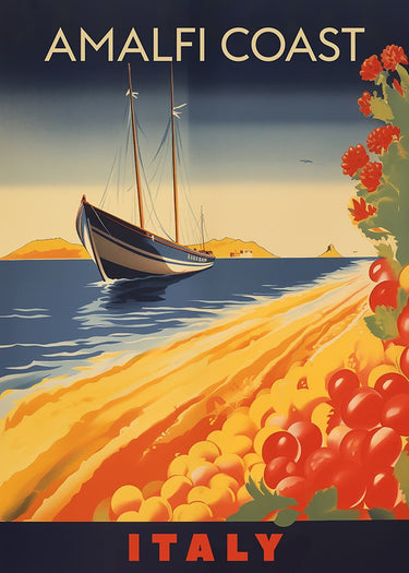 Coastal canvas art print of Amalfi Coast by Magnusson Andreas, featuring vibrant seaside scenery and scenic coastal views.