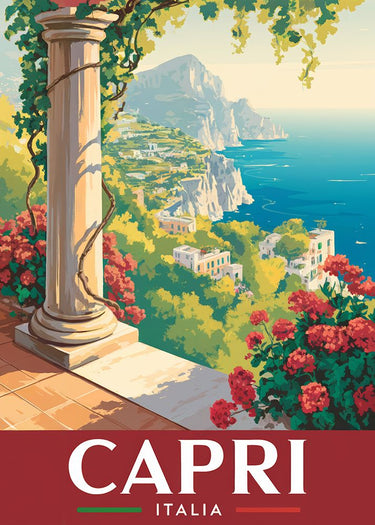 Capri Italia Coastal canvas art print by Magnusson Andreas, depicting a scenic coastal view, in vibrant colors for home decor.