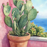 Coastal canvas art print featuring a sea view scene by Momart, part of the Cacutus With Sea View collection, labeled Feeling at Home.