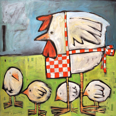 Feeling at Home Hen and Chicks After Storm canvas art print by Nyberg Tim showing detailed nature scene with vibrant colors.