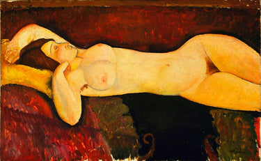 Reclining nude vintage canvas art print by Amedeo Modigliani, featuring elegant figure, from Feeling at Home Vintage Apple Collection.