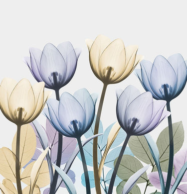 Feeling at home floral canvas art print featuring a colorful tulip collage by Koetsier Albert, vibrant flower artwork for home decor.