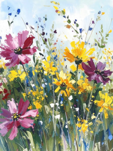 Springing Up 3 decorative canvas art print by Saunders Alonza, featuring vibrant, abstract floral designs for home decor.