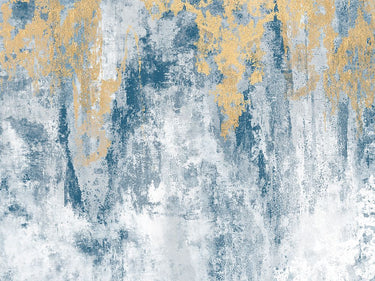 Golden Azure abstract canvas art print by Brown Denise, featuring vibrant blue and gold brushstrokes on textured canvas.