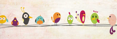 On the Wire 2 Animals canvas art print by Feeling at Home featuring colorful animal illustrations on canvas.