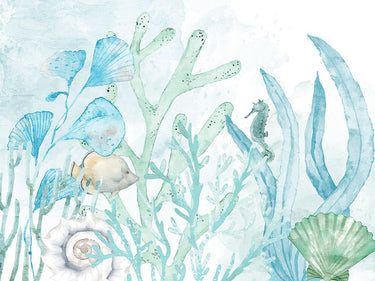Coastal canvas art print titled "In the Sea 1" by Allen Kimberly, featuring ocean scenes with calming blue tones.