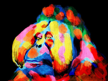 Colorful Monkey Burst 2 abstract canvas art print by Prime Marcus for Feeling at Home, featuring vibrant, swirling patterns.