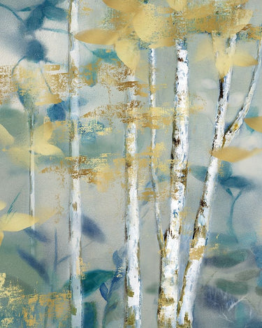 Feeling at Home Gilded Forest Detail II landscape canvas art print featuring a lush forest scene with intricate gold accents.