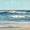 Windswept Bay abstract canvas art print by Swatland Sally, featuring vibrant coastal-inspired artwork on a textured canvas.