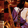 Jazz Club figurative canvas art print by Mallett Keith, featuring a vibrant scene of musicians and jazz performers.