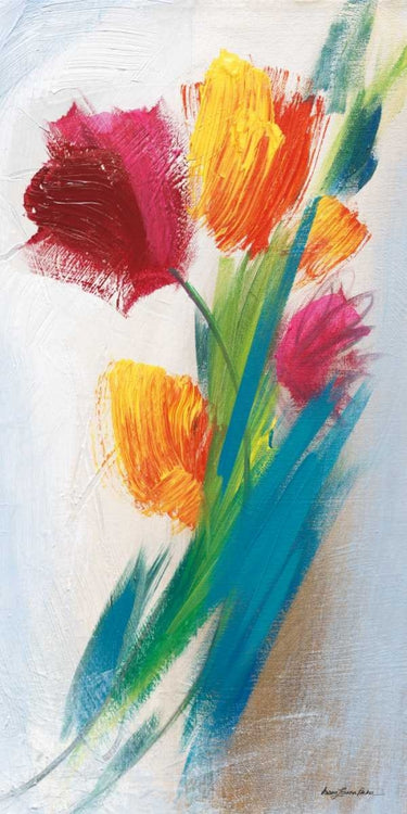 Bright tulip bunch abstract canvas art print by Parker Karen Lorena, featuring vibrant floral design for wall decor.