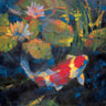 Water Garden I Animals canvas art print by Ostlund Leif, featuring vibrant watercolor animals in a lush garden scene.