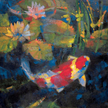 Water Garden I Animals canvas art print by Ostlund Leif, featuring vibrant watercolor animals in a lush garden scene.