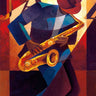Feeling at home Bebop figurative canvas art print by Mallett Keith, featuring vibrant colors and expressive artistic design.
