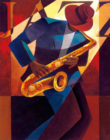 Feeling at home Bebop figurative canvas art print by Mallett Keith, featuring vibrant colors and expressive artistic design.