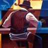 Feeling at Home Ragtime figurative canvas art print by Mallett Keith featuring colorful, expressive human figures on a textured canvas.