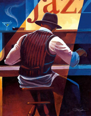 Feeling at Home Ragtime figurative canvas art print by Mallett Keith featuring colorful, expressive human figures on a textured canvas.