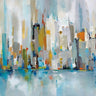 City Beat Architecture canvas art print by Jackson Victoria, featuring a modern cityscape in vibrant colors, suitable for home decor.