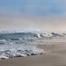 Coastal canvas art print by Jones Mike, depicting a calm sea scene with stormy skies, part of the Feeling at Home collection.