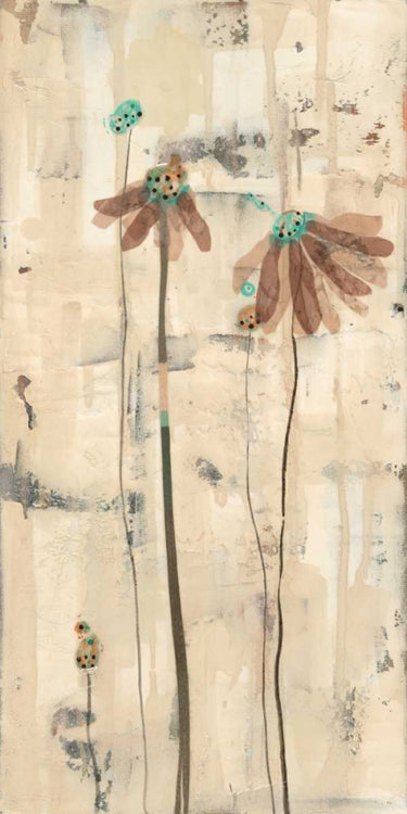 Abstract canvas art print titled "You Blossomed I" by Miller Gina, featuring vibrant floral and abstract design in warm tones.