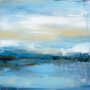 Coastal blue art print titled "Dreaming Blue I" by Feeling at Home, featuring serene ocean-inspired canvas artwork.