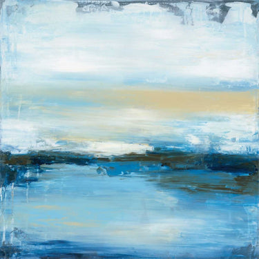 Coastal canvas art print titled Dreaming Blue II by Pasion Wani, featuring calming blue waves and abstract ocean scenery.