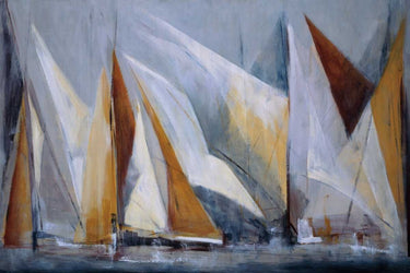 Ocean Regatta coastal canvas art print by Torres Maria Antonia showcasing a serene maritime scene, suitable for home decor.