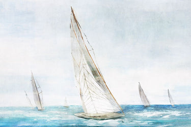 Coastal Canvas art print "Set Sail I" by Isabelle Z, featuring a nautical scene with sailboats, by Feeling at Home.