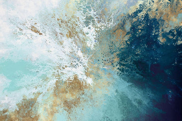 Abstract canvas art print featuring vibrant colors and organic shapes by Broughton Shaylen for Feeling at Home.