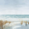 Soft beach coastal canvas art print by Feeling at Home featuring serene seaside scenery and calming coastal colors.