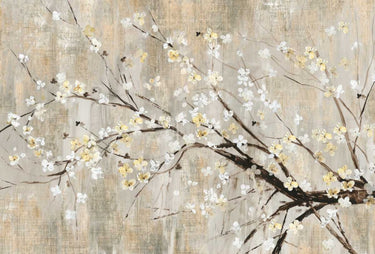 Silver apple blooms floral canvas art print by Jensen Asia featuring delicate silver flowers on a mini canvas.