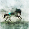 Abstract canvas art print featuring Lone Star design by Roko Ken, displayed on a wall in a modern home decor setting.