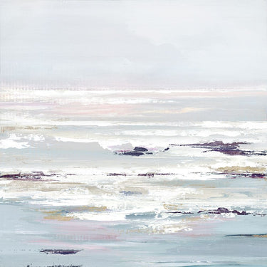 Purple Tides I abstract canvas art print by Mravyan Valeria, featuring vibrant purple and blue ocean-inspired designs.