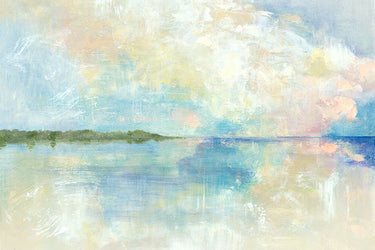 Spring Clouds landscape canvas art print by Feeling at Home featuring soft spring sky and cloud scene in warm tones.
