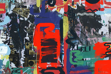 Abstract canvas art print by Orlov Irena, featuring vibrant, textured brushstrokes in warm tones, from Feeling at Home collection.
