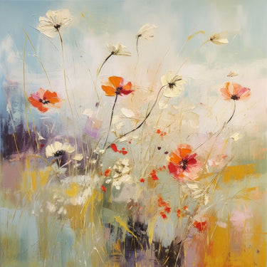Feeling at Home floral canvas art print "Blooms in the Meadow II" by Orlov Irena featuring vibrant meadow flowers.