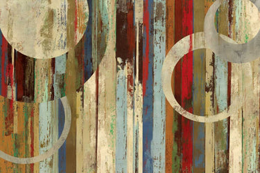 Abstract canvas art print by Feeling at Home featuring vibrant, colorful shapes on a neutral background, designed by PI Studio.