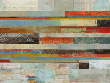 Abstract canvas art print by Feeling at Home, featuring modern slide design with vibrant colors and textured details.